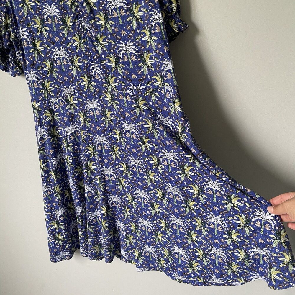 Boden Midi Sundress Tropical Palm Tree Print Purple Green Women's Size 12 Reg - Picture 6 of 12